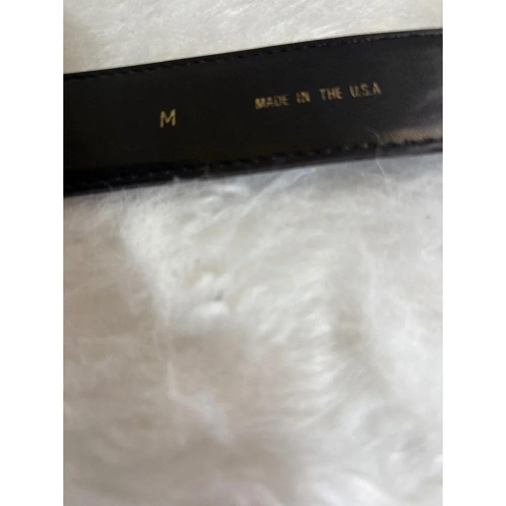 Soho Design Group Belt Womens M Brown Patent Leather Gold Buckle USA Vintage
